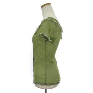 DOLCE&GABBANA カットソー シャツ ブラウス フレンチスリーブ レース シルク100％ 緑 グリーン 24