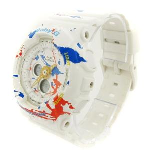 BABY-G CASIO 腕時計 スプラッター・パターン・シリーズ graffiti アナデジ クオーツ BA-120SPL 白 ホワイト系 ウォッチ