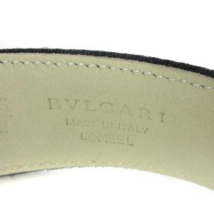 BVLGARI ベルト ハトメ キャンバス ロゴ スクエア型バックル 総柄 ブラック 黒