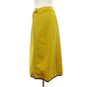 PRADA SPORT タイトスカート ひざ丈 パイピング レザー 黄 イエロー 38 M位 SM1 AA