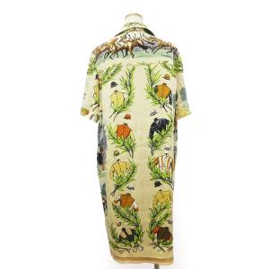 HERMES CHANTILLY シャツワンピース シルク スカーフ柄 38 イエロー