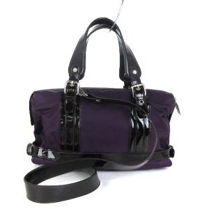 MCM ハンドバッグ ショルダー 2WAY 鞄 カバン ナイロン パープル 紫 SM1