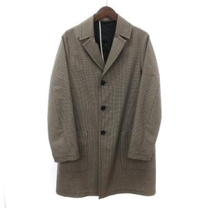 チェスターコート ロング丈 3B 千鳥格子 ウール 72-234-01-0900 茶色 ブラウン L SM1