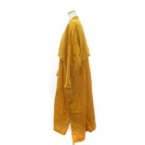 suzukitakayuki リネンシャツコート ワンピース ロング バンドカラー 比翼仕立て リネン マスタード 黄色系 0 XS位