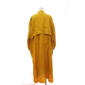 suzukitakayuki リネンシャツコート ワンピース ロング バンドカラー 比翼仕立て リネン マスタード 黄色系 0 XS位