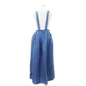 ikkuna / suzuki takayuki サスペンダー スカート ジャンパー ロング フレア 麻 リネン 青系 1 M位