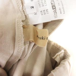 suzukitakayuki スラックス ワイドパンツ スリット コットンリネン リネン混 ベージュ 2 M位
