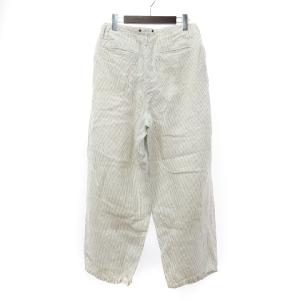 suzukitakayuki WIDE LEGGED PANTS ワイド レギッド パンツ スラックス ボタンフライ タック 綿 麻 コットンリネン ストライプ