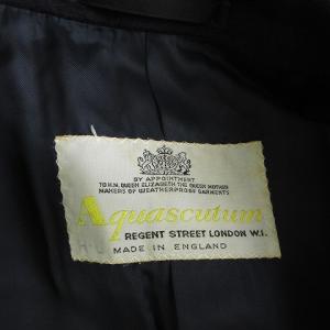 Aquascutum ヴィンテージ チェスターコート ロング 3B 比翼仕立て カシミヤ100％ 総裏 ネイビー