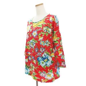KENZO Tシャツ カットソー 七分袖 花柄 ラウンドネック 赤 レッド系 M SM1