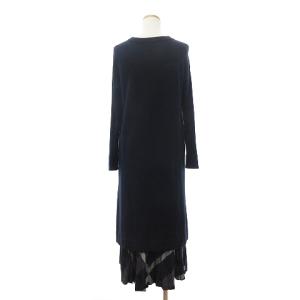 BLUE LABEL CRESTBRIDGE セットアップ ニットワンピース 長袖 プリーツスカート  55PJ84-220-29 ネイビー