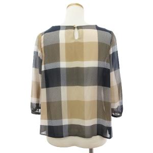 BLUE LABEL CRESTBRIDGE プルオーバー ブラウス シャツ チェック 七分袖 55P28-520-40 ベージュ系 38