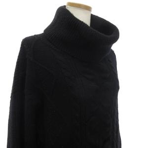 GRACE CONTINENTAL ニット セーター 長袖 タートルネック ケーブル編み ウール 黒 ブラック 36