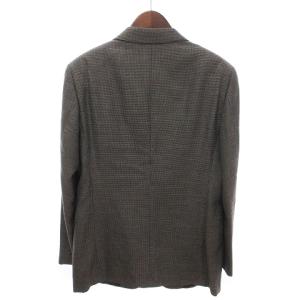 ARMANI COLLEZIONI テーラードジャケット ブレザー シングル ウール リネン混 総柄 茶 ブラウン 48 L位