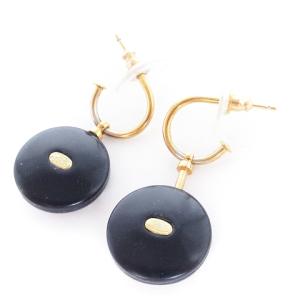 CHANEL ヴィンテージ ココマーク ピアス フープ スイング ネイビー