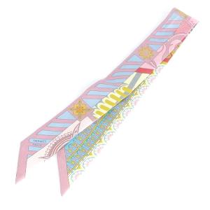 HERMES クレタモ幾何学 ツイリー スカーフ シルク フラワー 花柄 パープル系 小物