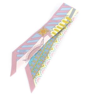 クレタモ幾何学 ツイリー スカーフ シルク 花柄 フラワー パープル系 小物