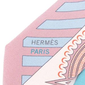HERMES クレタモ幾何学 ツイリー スカーフ シルク 花柄 フラワー パープル系 小物