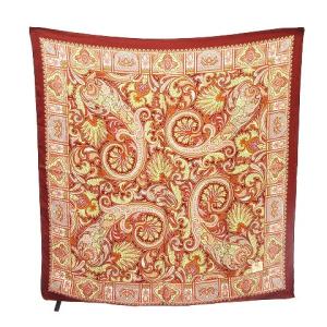 ETRO スカーフ 大判 シルク ペイズリー柄 総柄 茶 ブラウン YGT