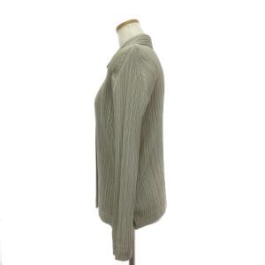 PLEATS PLEASE ISSEY MIYAKE イッセイミヤケ ISSEI MIYAKE シャツ ブラウス 長袖 ストレッチ フロントボタン ベージュ 3 L位 YGT