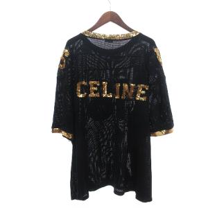 CELINE 16 エンブロイダリー オーバーサイズTシャツ スパンコール メッシュジャージー 2X26F818I