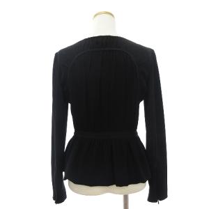 PRADA ジャケット ジップアップ ノーカラー ギャザー ダブルジップ ブラック 黒 40 S位 SM1