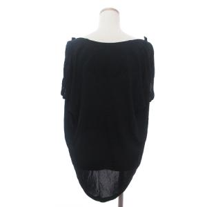 LOUIS VUITTON 美品 ブラウス カットソー ノースリーブ ボートネック リボン 無地 黒 ブラック S SM1