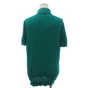 JOHN SMEDLEY ニット ポロシャツ カットソー 半袖 コットン 無地 ハーフボタン 緑 グリーン S SM1