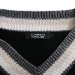 BURBERRY BLACK LABEL セーター ニット コットン Vネック ホース 刺しゅう ブラック 黒 2 M位