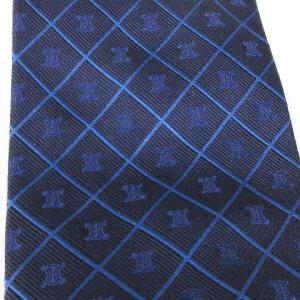CELINE タグ付き ネクタイ ワイドタイ トリオンフ柄 シルク ロゴ ネイビー 紺  SM1