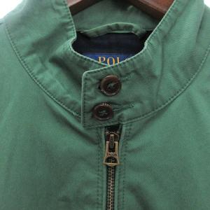 POLO RALPH LAUREN スウィングトップジャケット ハリントン フロンドジッパー ロゴ刺繍 コットン 緑 グリーン S
