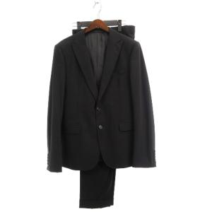 M LINE スーツ セットアップ テーラードジャケット ブレザー スラックス パンツ 総裏 サイドベンツ ウール 黒 ブラック