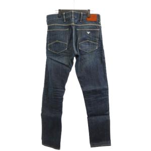 ARMANI JEANS J12 antifit デニム ジーンズ ボタンフライ ロゴ コットン インディゴ 青系 ブルー W30 L34