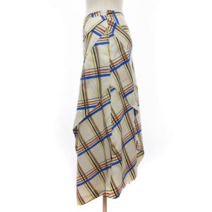 AKIRANAKA ロングスカート フレア アシンメトリー チェック アイボリー 2 M位