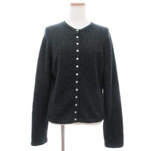プレッション カーディガン ニット 長袖 スナップボタン カシミヤ グレー 3 L位 SM1