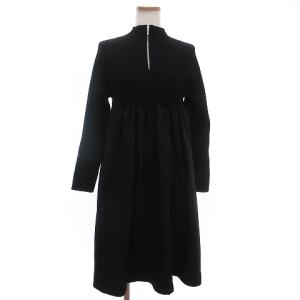 20AW ドッキングAラインニットワンピース ひざ丈 長袖 スカート CWN0205024 黒 ブラック 36 S位
