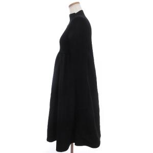 CELFORD 20AW ドッキングAラインニットワンピース ひざ丈 長袖 スカート CWN0205024 黒 ブラック 36 S位
