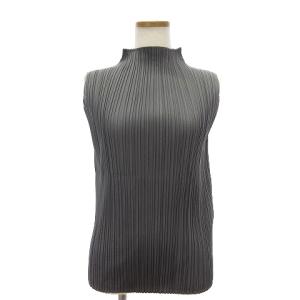 イッセイミヤケ ISSEI MIYAKEノースリーブ カットソー タンクトップ ボトルネック ストライプ PP55-JK102