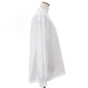 YAECA GATHER BLOUSE ギャザー ブラウス シャツ 長袖 スキッパー リネン 麻混 ホワイト 白 M