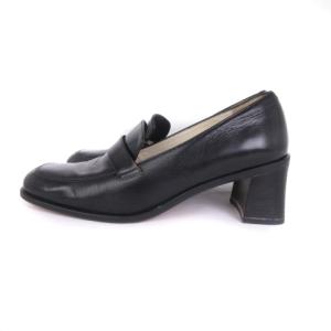 MARGARET HOWELL ローファー パンプス チャンキーヒール レザー 黒 ブラック 23