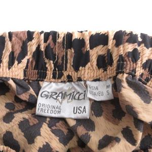 GRAMiCCi シェルパッカブルショーツ ショートパンツ ストレッチ ウエストベルト ナイロン レオパード GUP-20S037 茶 ブラウン