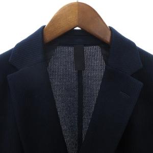 HUGO BOSS 美品 テーラードジャケット ダブル コットン100％ 無地 紺 ネイビー IT44