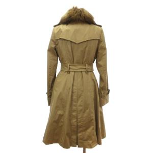 EPOCA 美品 トレンチコート ひざ丈 ダウンライナー付き ベルト付き 衿 ラクーンファー フロントボタン ベージュ 40