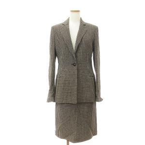 セットアップ スーツ テーラードジャケット ブレザー ひざ丈スカート 総裏 総柄 黒 ブラック 白 ホワイト 40 S位 SM1