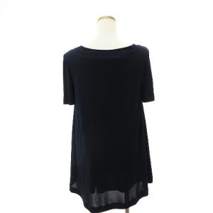 LOUIS VUITTON 美品 カットソー 半袖 ボートネック ドレープ レーヨン ネイビー 紺 40 S位 SM1