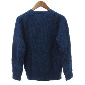 BURBERRY BLACK LABEL ニット セーター 長袖 ワンポイント ウール 青 ブルー 2 M位 SM1