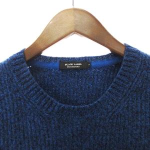 BURBERRY BLACK LABEL ニット セーター 長袖 ワンポイント ウール 青 ブルー 2 M位 SM1