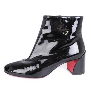 Christian Louboutin Turela 55 mm アンクルブーツ ショート パテントレザー チャンキーヒール 黒 ブラック 36 23cm相当 靴