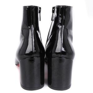 Christian Louboutin Turela 55 mm アンクルブーツ ショート パテントレザー チャンキーヒール 黒 ブラック 36 23cm相当 靴