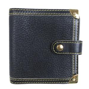 スハリ コンパクト ジップ ウォレット 二つ折り財布 M91828 黒 ブラック SM1 AA